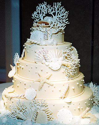 blue beach wedding cake, winter