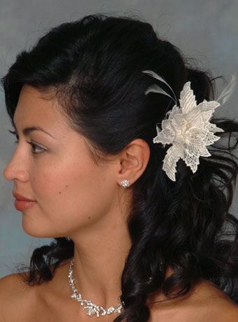 wedding hairstyle Short long hair Extended Lace Flower Hairpin with 