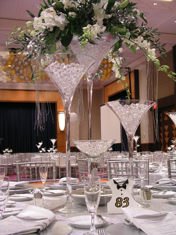 martini glass centerpieces. Martini Glasses with Floral