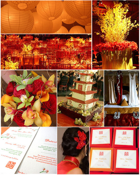 red and gold wedding cakes