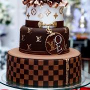 LV Equals Love Wedding Cake